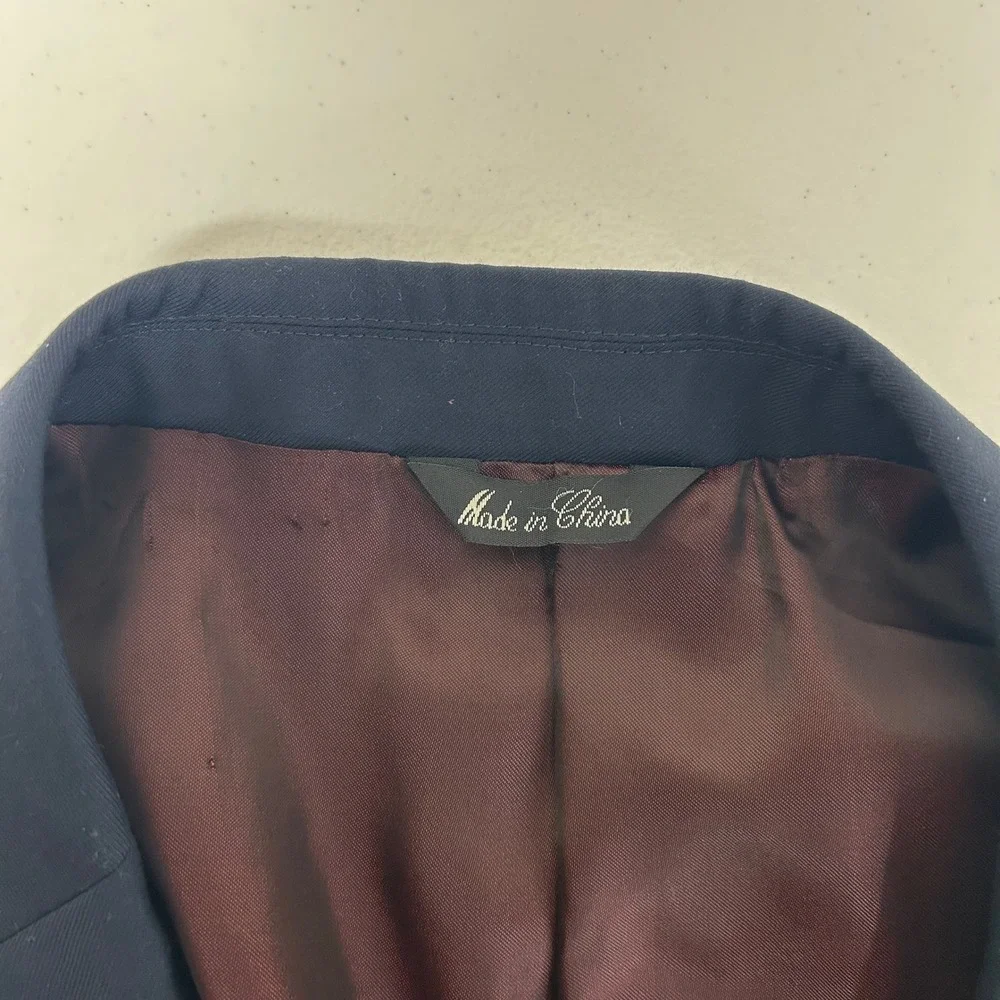 Fellini Uomo Sport Coat Mens 46L Navy Blue Super 140s Wool‎ Blazer SB-2
